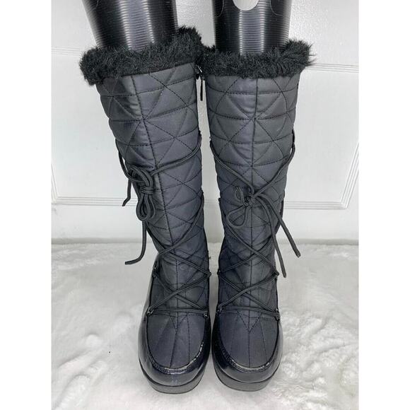 London Fog Womens Quilted Water-Resistant Winter Snow Boots With Faux Fur Size 6 - Picture 2 of 8